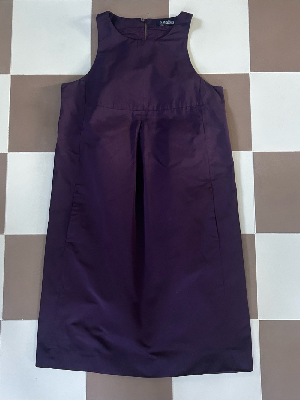 ’S Max Mara Purple Sleeveless Shift Dress Pocket Detail Size S